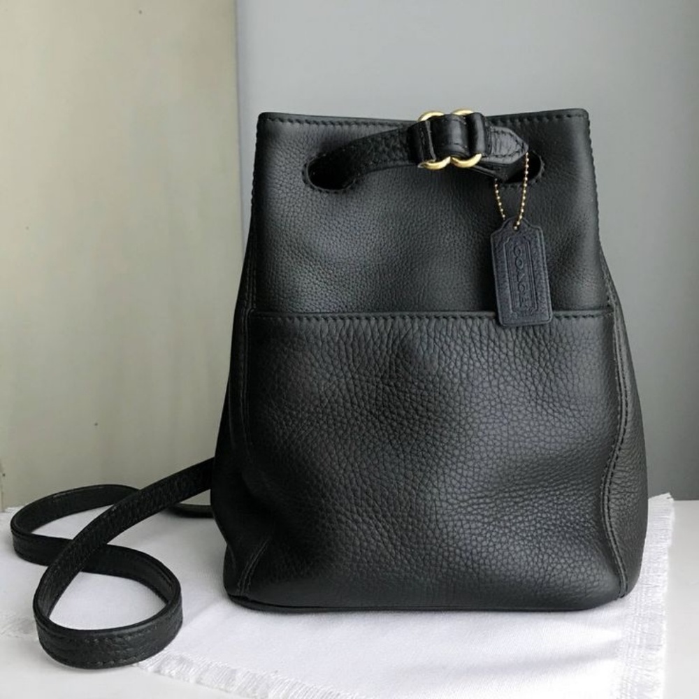 Coach Sonoma Black pebbled leather bucket bag